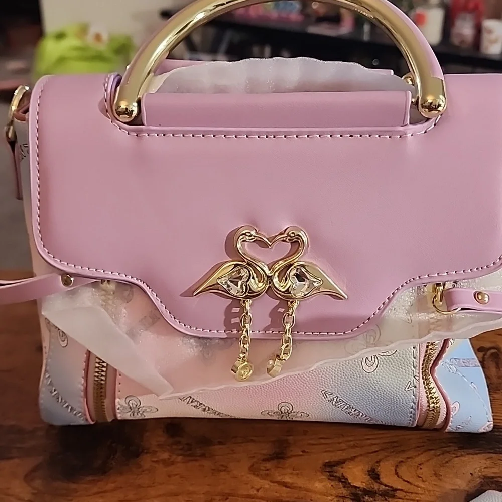 Purple Set Including Fashionable Women Letter contrasting Color Shoulder/handbag
